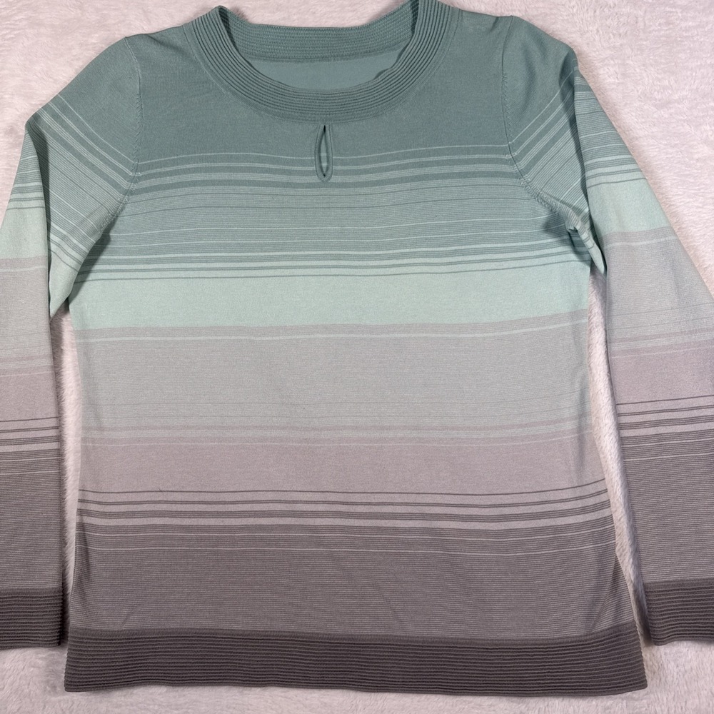 Pendleton Striped Silk Blend Scoop Neck 3/4 Sleeve Sweater Size Medium
